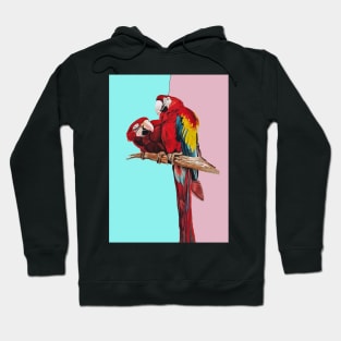 Macaw Parrot Watercolor Painting on Aqua and Pink Hoodie